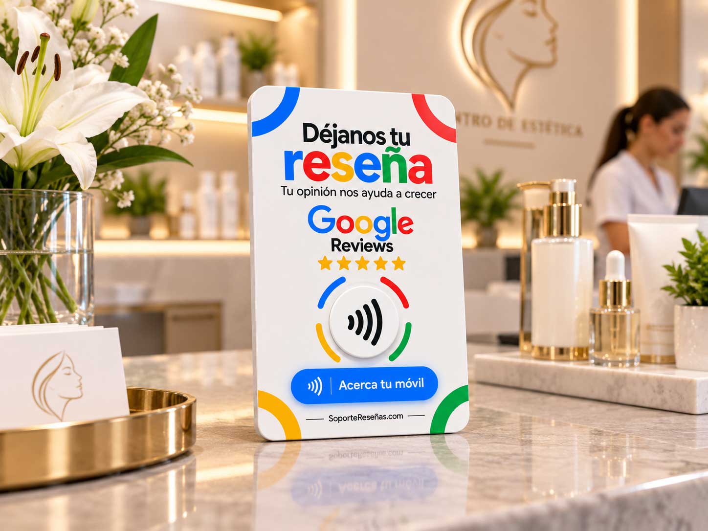 Soporte NFC para reseñas en Clínicas y centros de estética