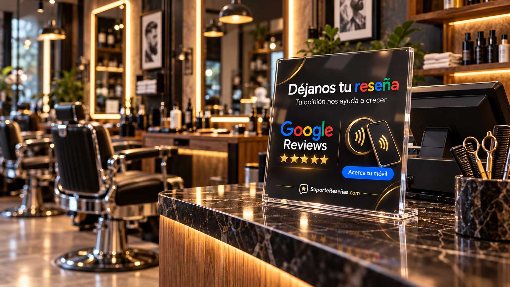 Soporte NFC para reseñas en Peluquerías y barberías